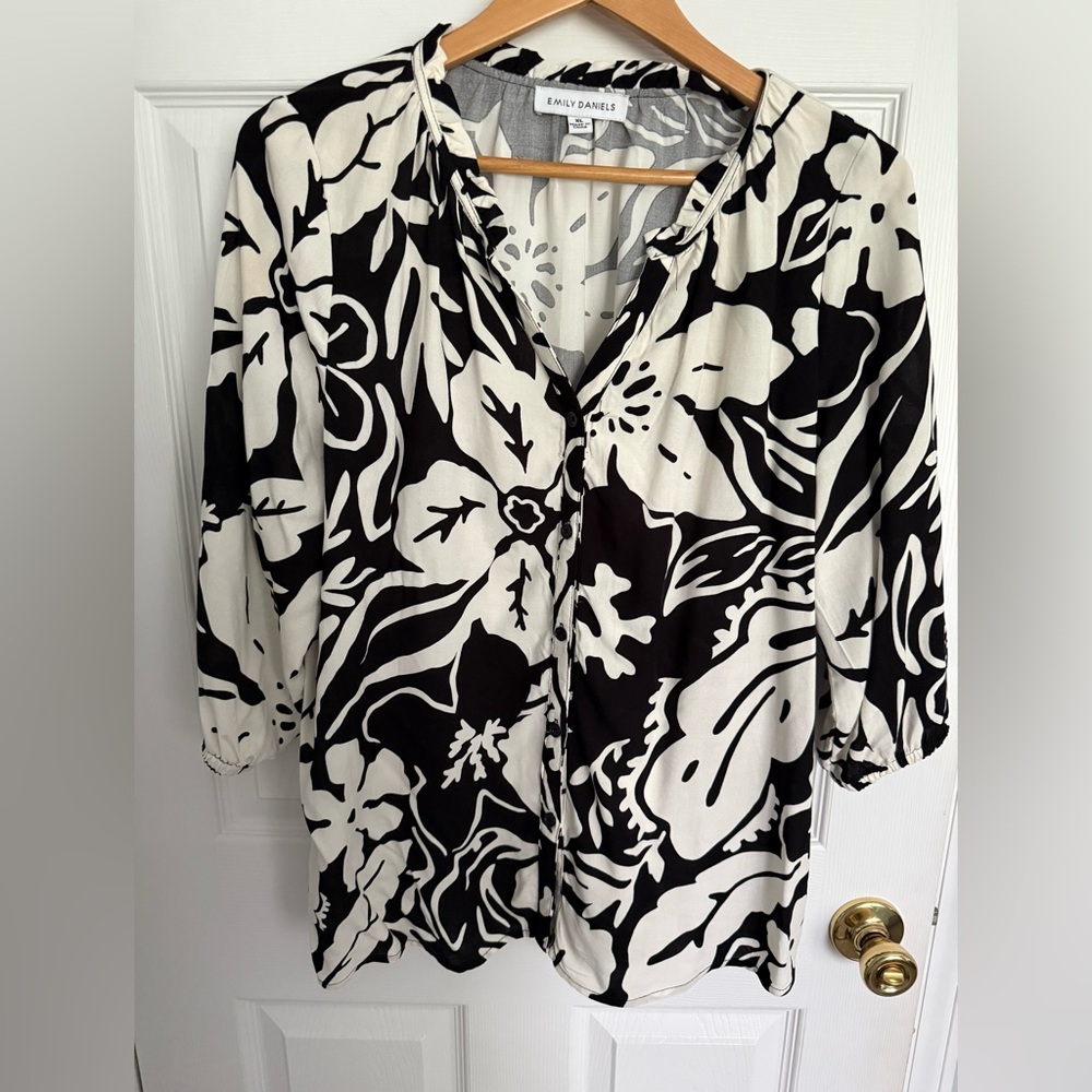Emily Daniel’s  Black and cream Floral Blouse